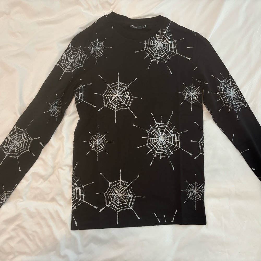 ASOS Black Top with Silver Web Design